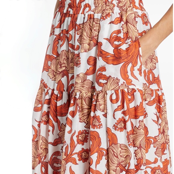La DoubleJ Big Reef Tiered Floral Print Tiered Silk & Cotton Blend Skirt MNEW